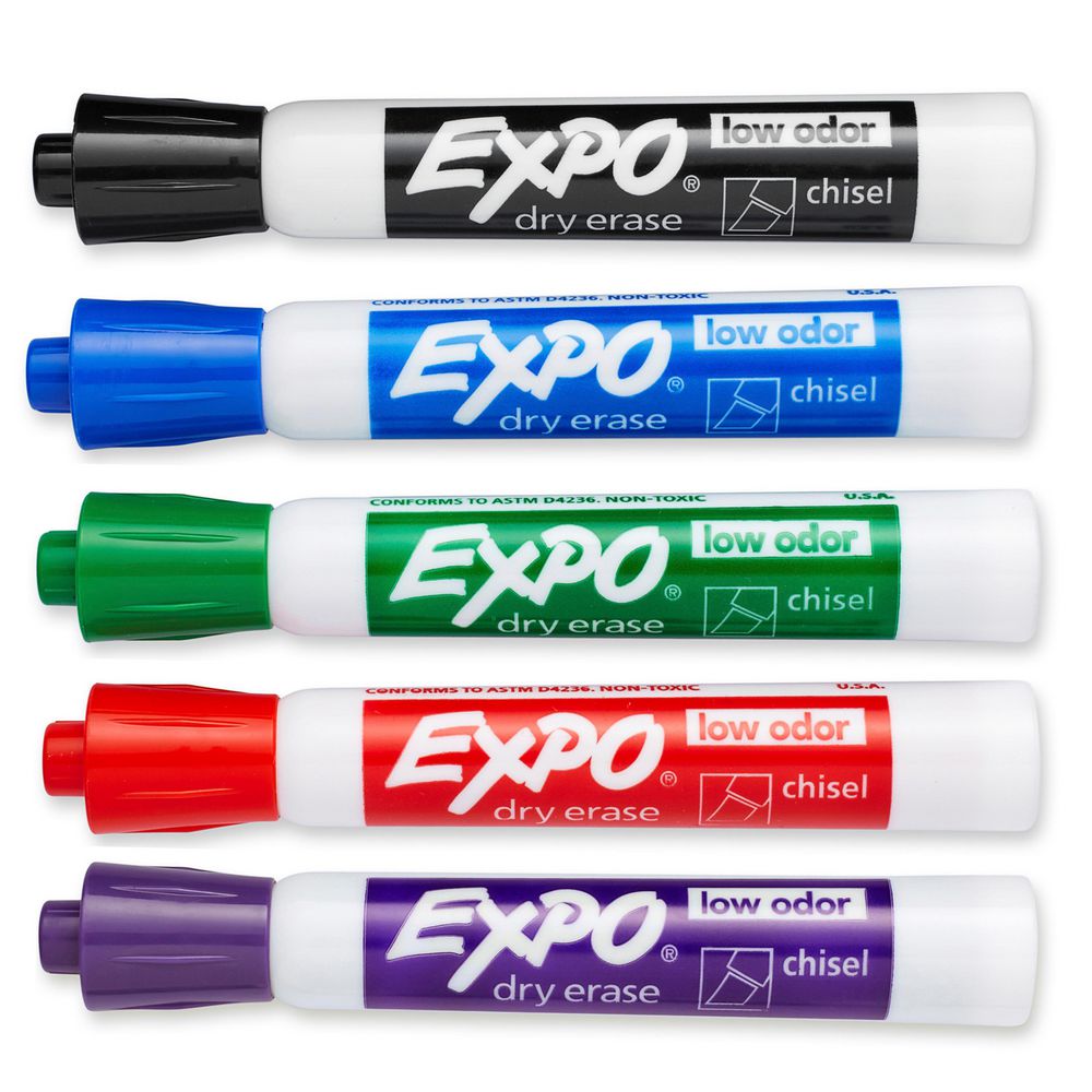 Expo Whiteboard Markers Chisel Tip – Assorted Colours (36 Pack)