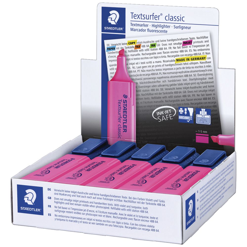 Staedtler Textsurfer Classic Highlighters – Pink (Box of 10)
