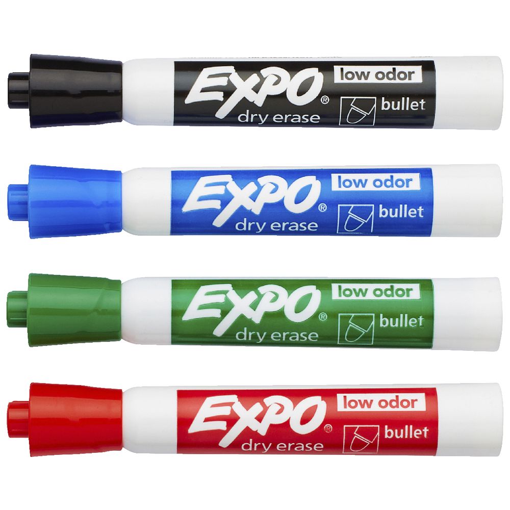 Expo Whiteboard Markers – Bullet Tip, Business Assorted (4-Pack)