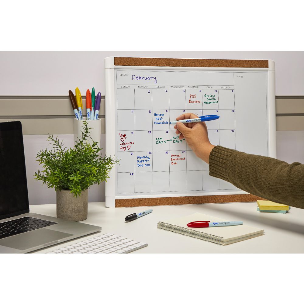 Expo Vis-a-Vis Whiteboard Markers – Fine Tip (Assorted Colours, 4 Pack)