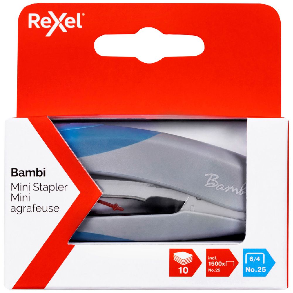 Rexel Bambi Mini Stapler – Grey/Blue