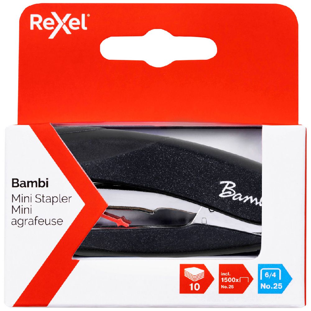 Rexel Bambi Mini Stapler – Black