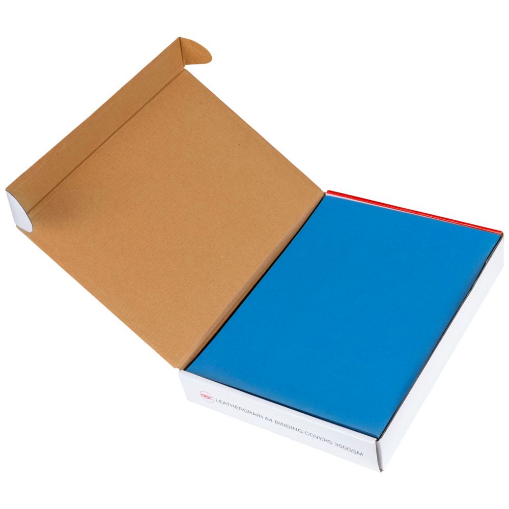 GBC A4 LeatherGrain™ Binding Back Cover – Blue (Pack of 100)