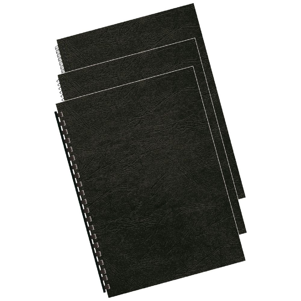 Fellowes A4 Leatherboard Binding Covers – Black (Pack of 100, Textured Finish)