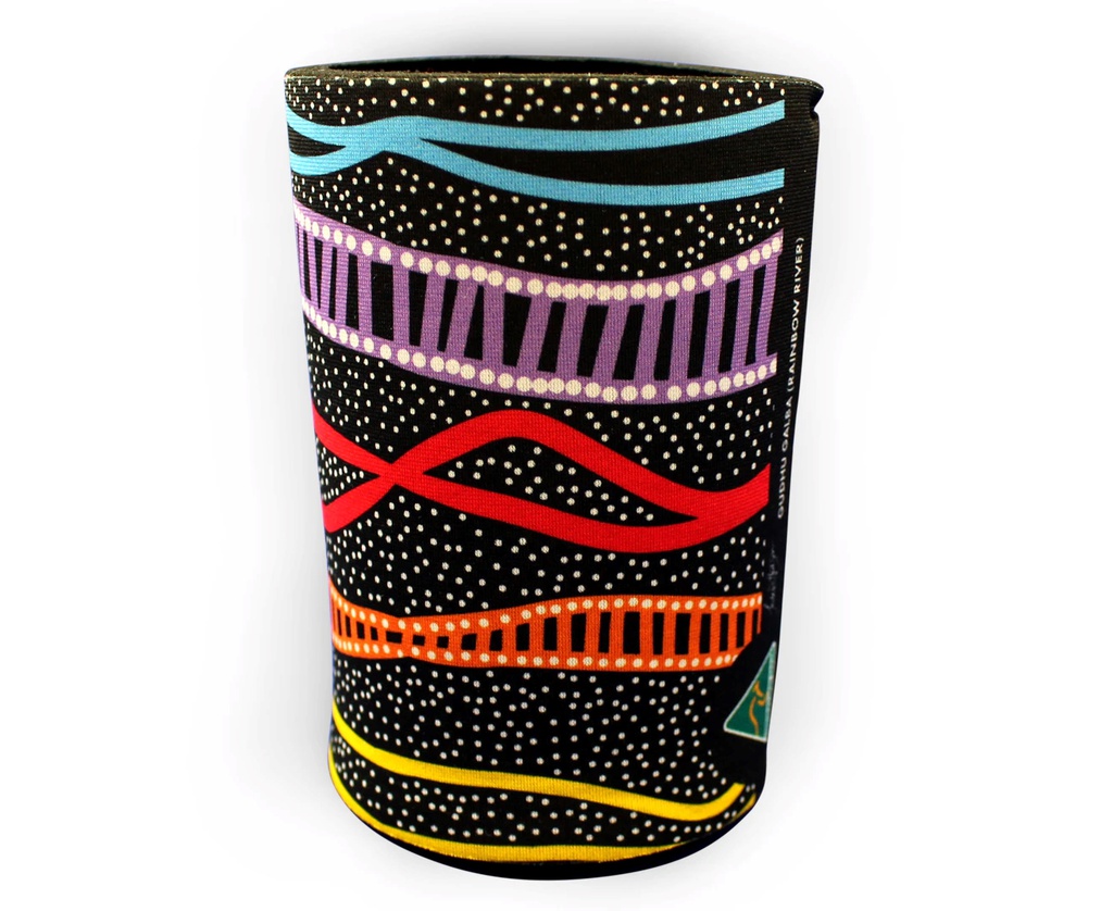 STUBBY COOLER X2 ABORIGINAL DESIGN - GUDHU GALBA (RAINBOW RIVER) DESIGN - JEDESS HUDSON