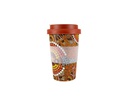 COFFEE CUP BAMBOO ABORIGINAL DESIGN - COLOURS OF THE LAND DESIGN - COLIN JONES