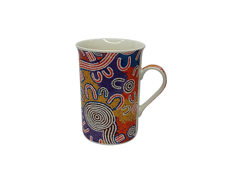 COFFEE MUG ABORIGINAL DESIGN - WATER DREAMING DESIGN - EVELYN NANGALA ROBERTSON