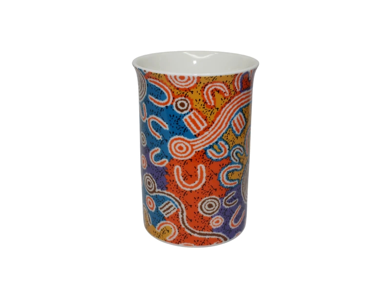 COFFEE MUG ABORIGINAL DESIGN - WATER DREAMING DESIGN - EVELYN NANGALA ROBERTSON