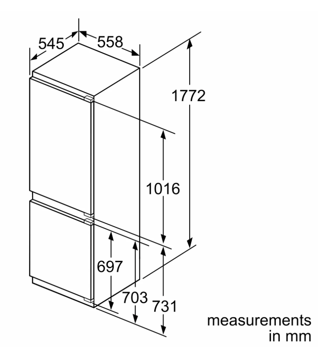 Bosch KIN86AD30A 255L Built-In Bottom Mount Fridge Freezer – Fully Integrated