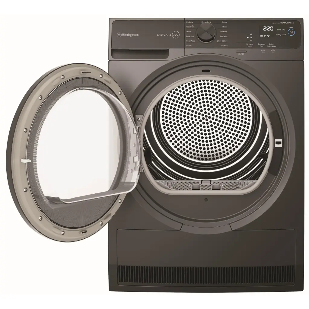 Westinghouse 9kg EasyCare 700 Series Heat Pump Dryer – Metallic Grey (WDH904N7SA)
