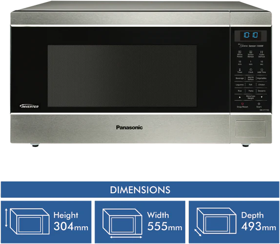 Panasonic 44L 1100W Inverter Sensor Microwave Oven (NN-ST776SQPQ) — Stainless Steel/Silver