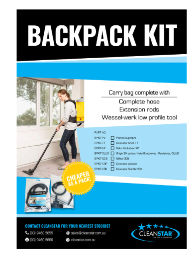Cleanstar - Backpack Kit (Hose, Rods And Floor Tool Kit (Bpkit) - Bpkit-Xp