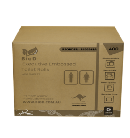(Indigenous Owned) Biod - Executive Conventional Toilet Rolls 2ply 400sheet X 48 11cmx10cm