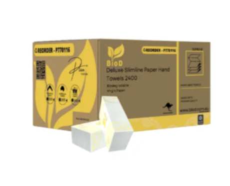 (Indigenous Owned) Biod -Deluxe Slimline Paper Hand Towel 150x16 225l X 225 W 3200