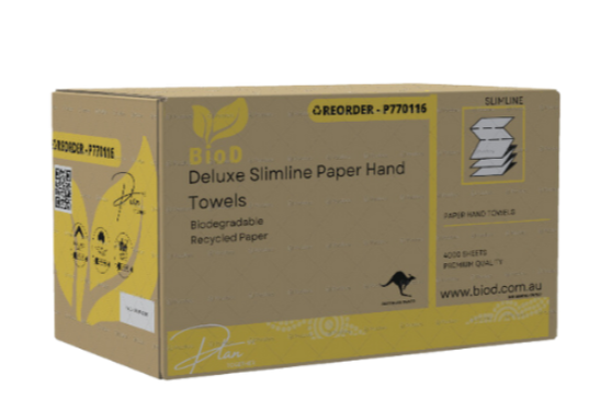(Indigenous Owned) Biod -Deluxe Slimline Paper Hand Towel 150x16 225l X 225 W 3200