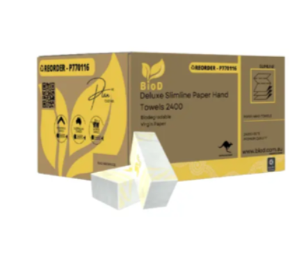 (Indigenous Owned) Biod -Deluxe Slimline Paper Hand Towel 150x16 225l X 225 W 3200