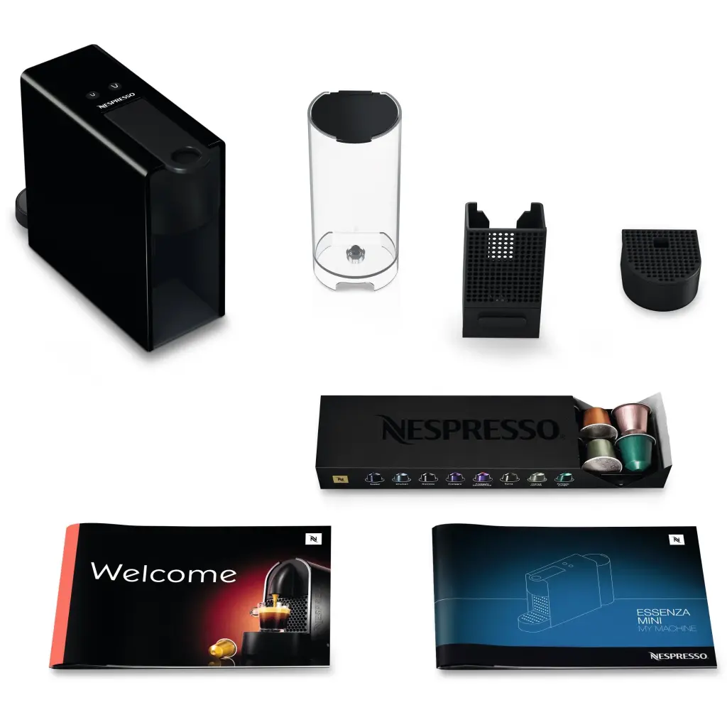 Breville Nespresso Essenza Mini Capsule Coffee Machine Bundle (Black)