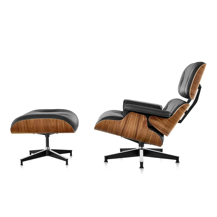 Herman Miller Eames Lounge Chair & Ottoman – Walnut / Black Leather