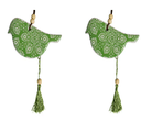 2X CERAMIC HANGING 12CM BIRD INDIGENOUS W/ TASSEL/HANGER ORNAMENT HOME DECOR