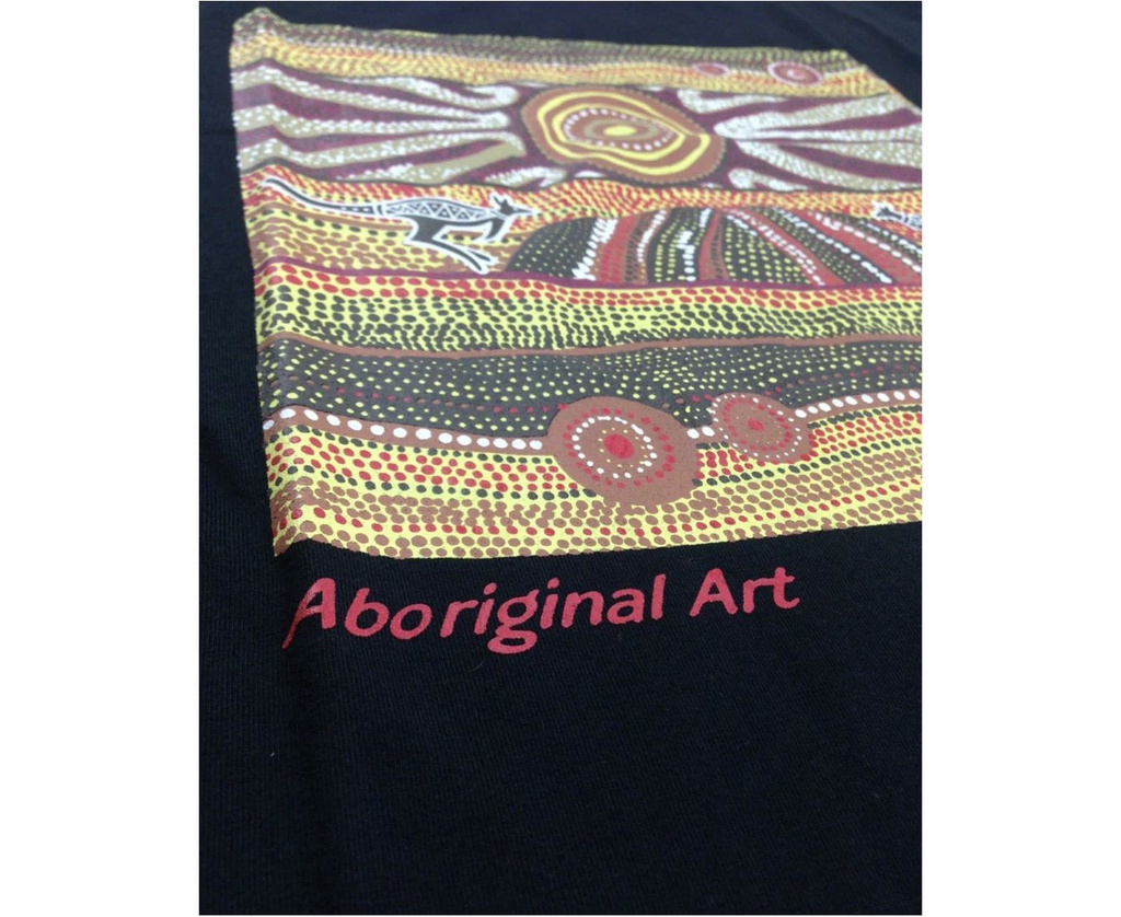 MENS AUSTRALIA T SHIRT ABORIGINAL ART 100% COTTON SOUVENIR INDIGENOUS TEE