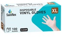 Saniflex Disposable Vinyl Gloves, Powder Free - Clear - 100 Pack ( Carton of 10 boxes )