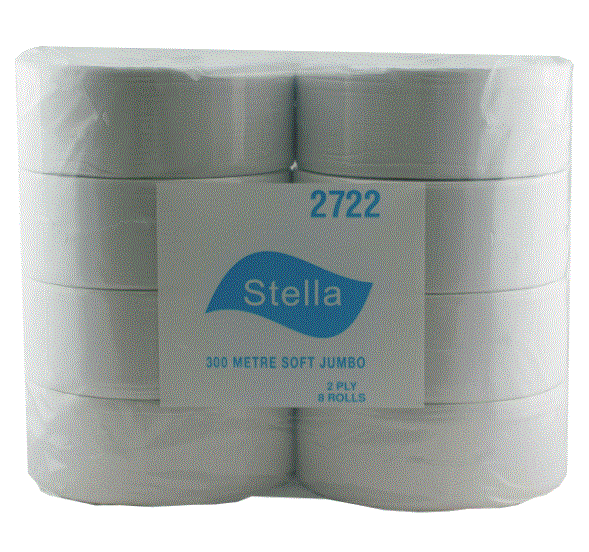 Stella Classic 2ply 300m Recycled Jumbo Toilet Roll - 8 Rolls