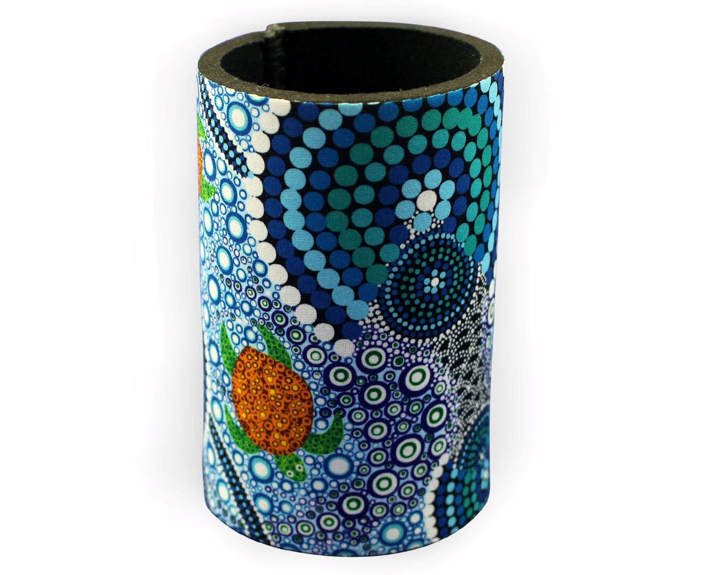 STUBBY COOLER X2 ABORIGINAL DESIGN - COLOURS OF THE REEF DESIGN - COLIN JONES