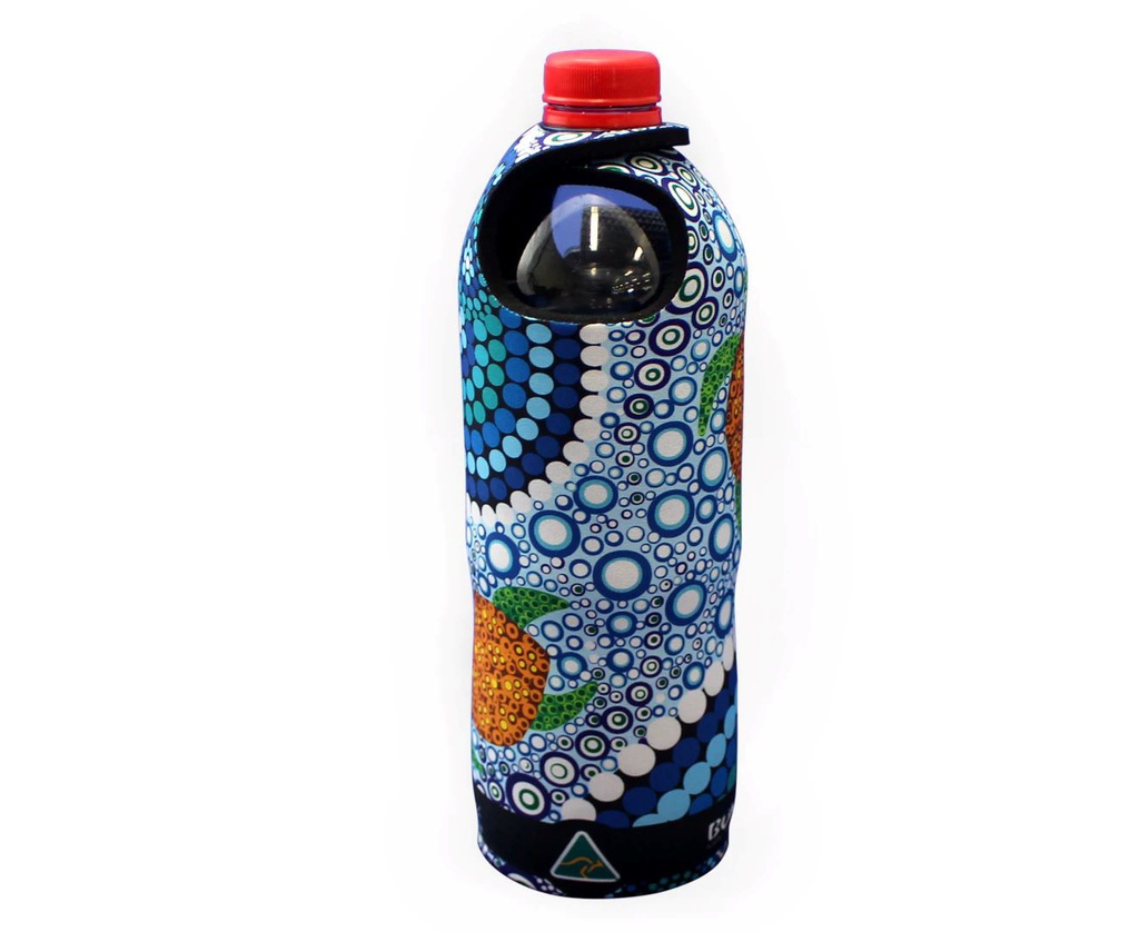 WATER BOTTLE COOLER ABORIGINAL DESIGN - COLOURS OF THE REEF DESIGN - COLIN JONES