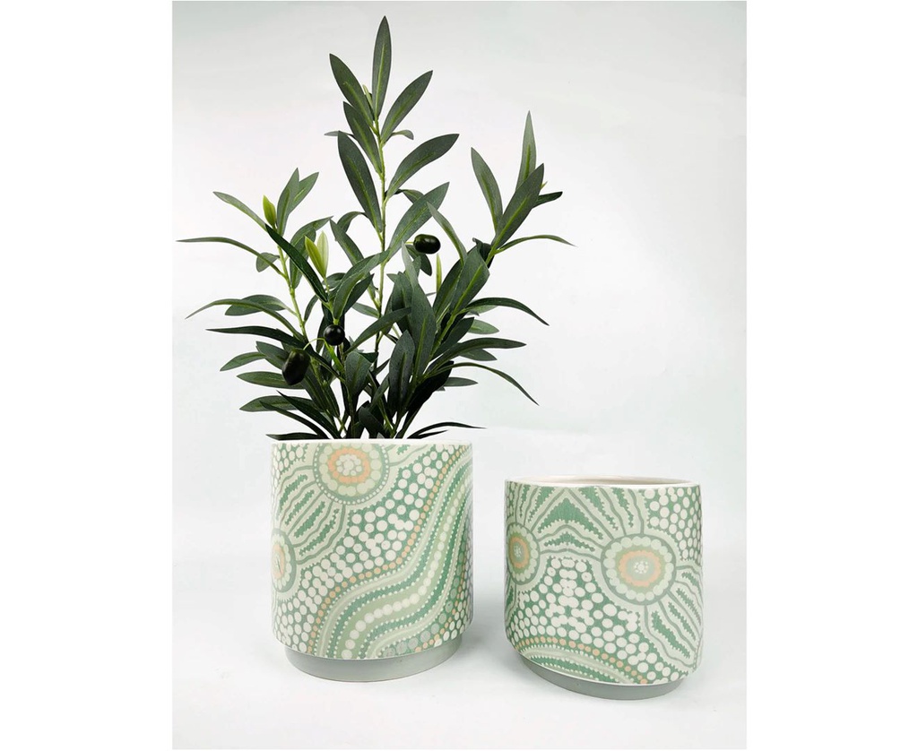 URBAN 13CM ES JOURNEY CERAMIC PLANTER GARDEN DECOR PLANT/FLOWER POT SMALL GREEN