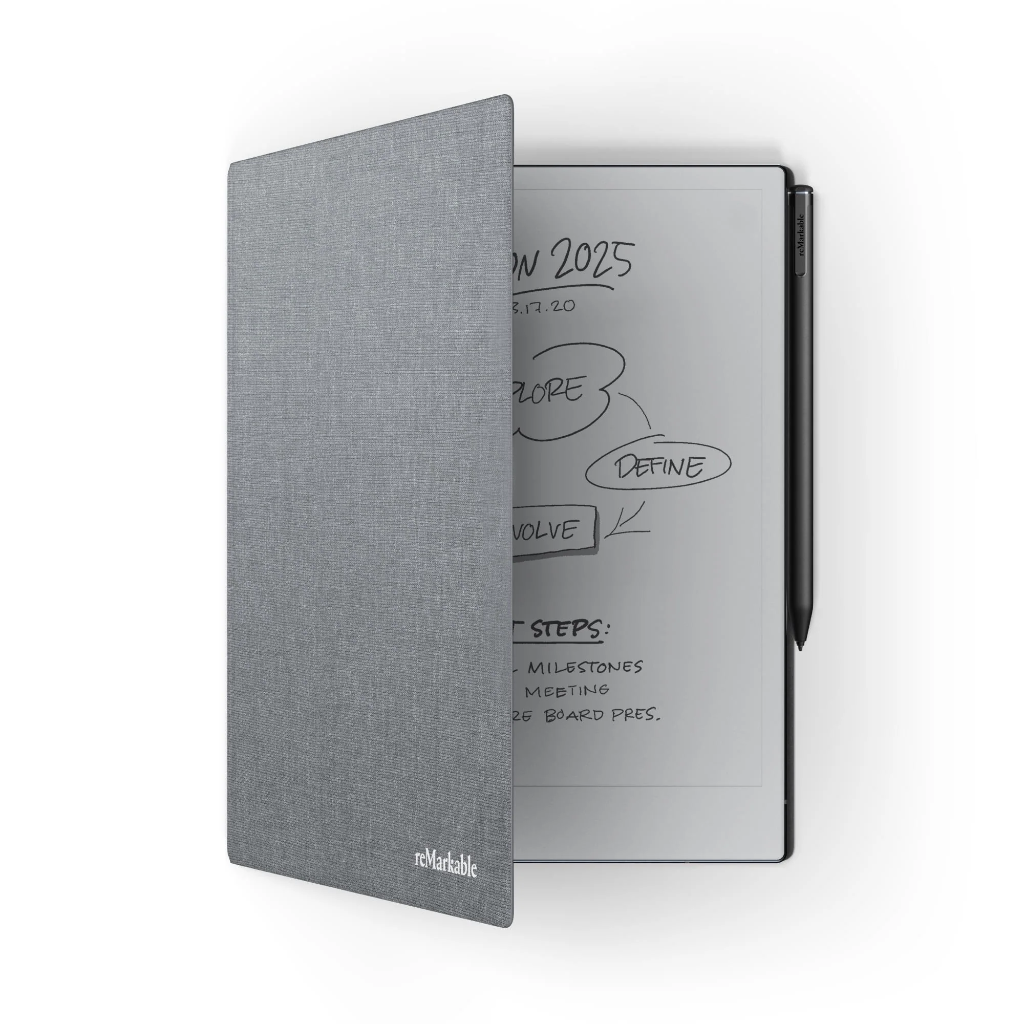 reMarkable 2 10.3″ Paper Tablet – Marker Plus & Polymer-Weave Book Folio Bundle (Grey)