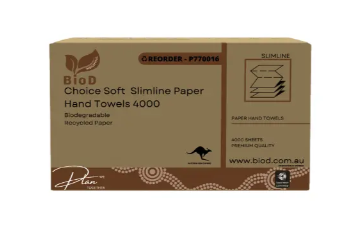 BIOD - CHOICE SOFT SLIMLINE PAPER HAND TOWEL 200X20 225L X 225 W 4000