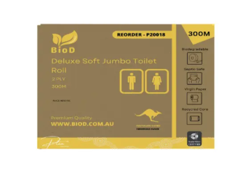 BIOD - DELUXE JUMBO TOILET ROLLS 300M X 8