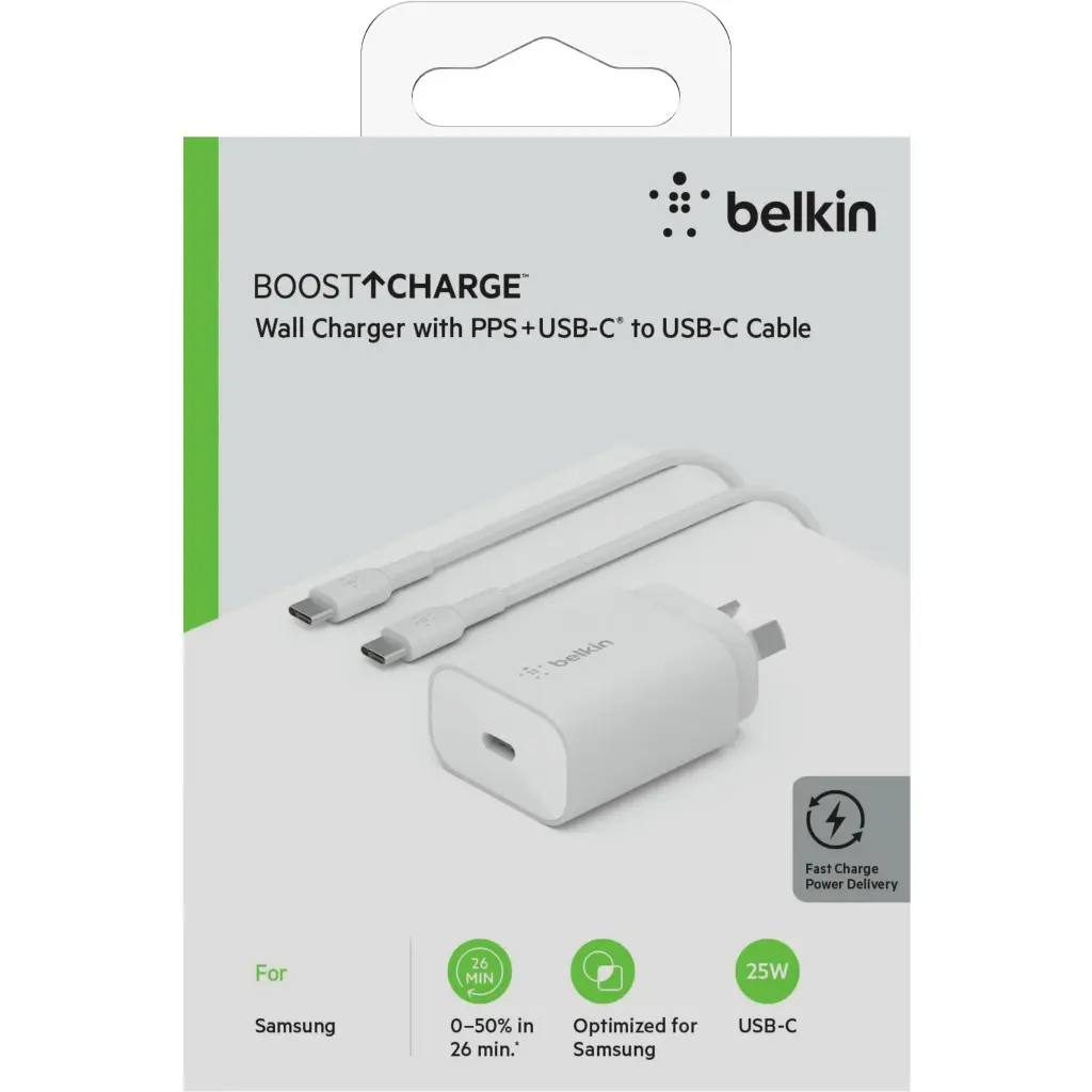 Belkin BoostUp Charge 25W USB-C Wall Charger with USB-C Cable