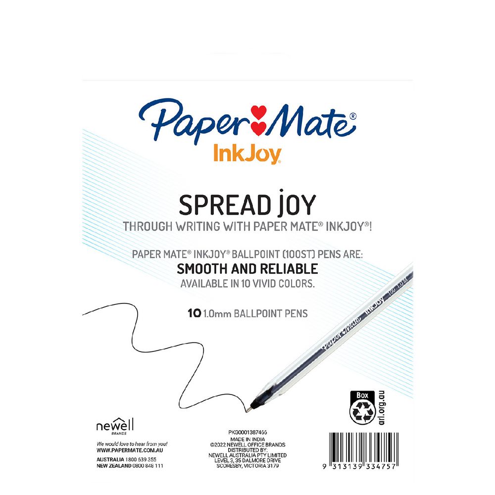 Paper Mate InkJoy 100 Ballpoint Pens – Black (10 Pack)