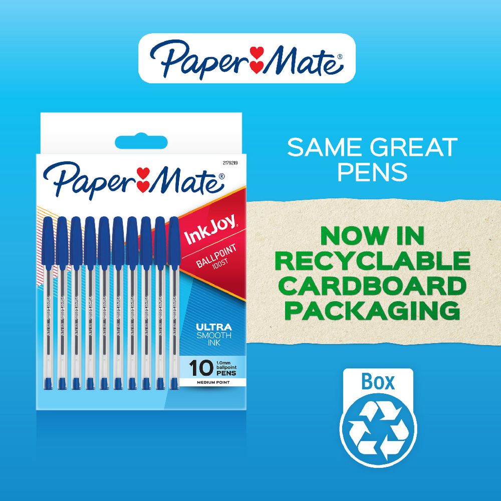 Paper Mate Kilometrico Ballpoint Pens – Medium (1.0 mm), Assorted Colours, 10-Pack