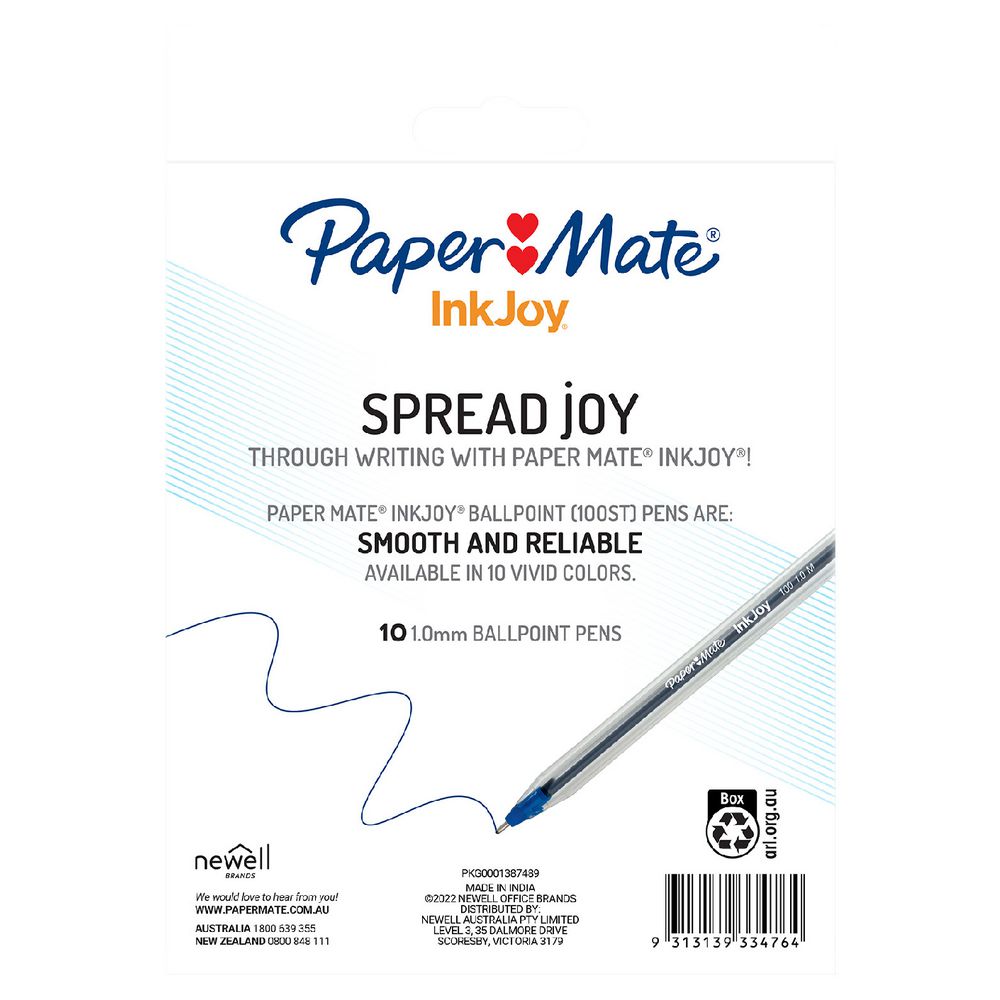 Paper Mate Kilometrico Ballpoint Pens – Medium (1.0 mm), Assorted Colours, 10-Pack