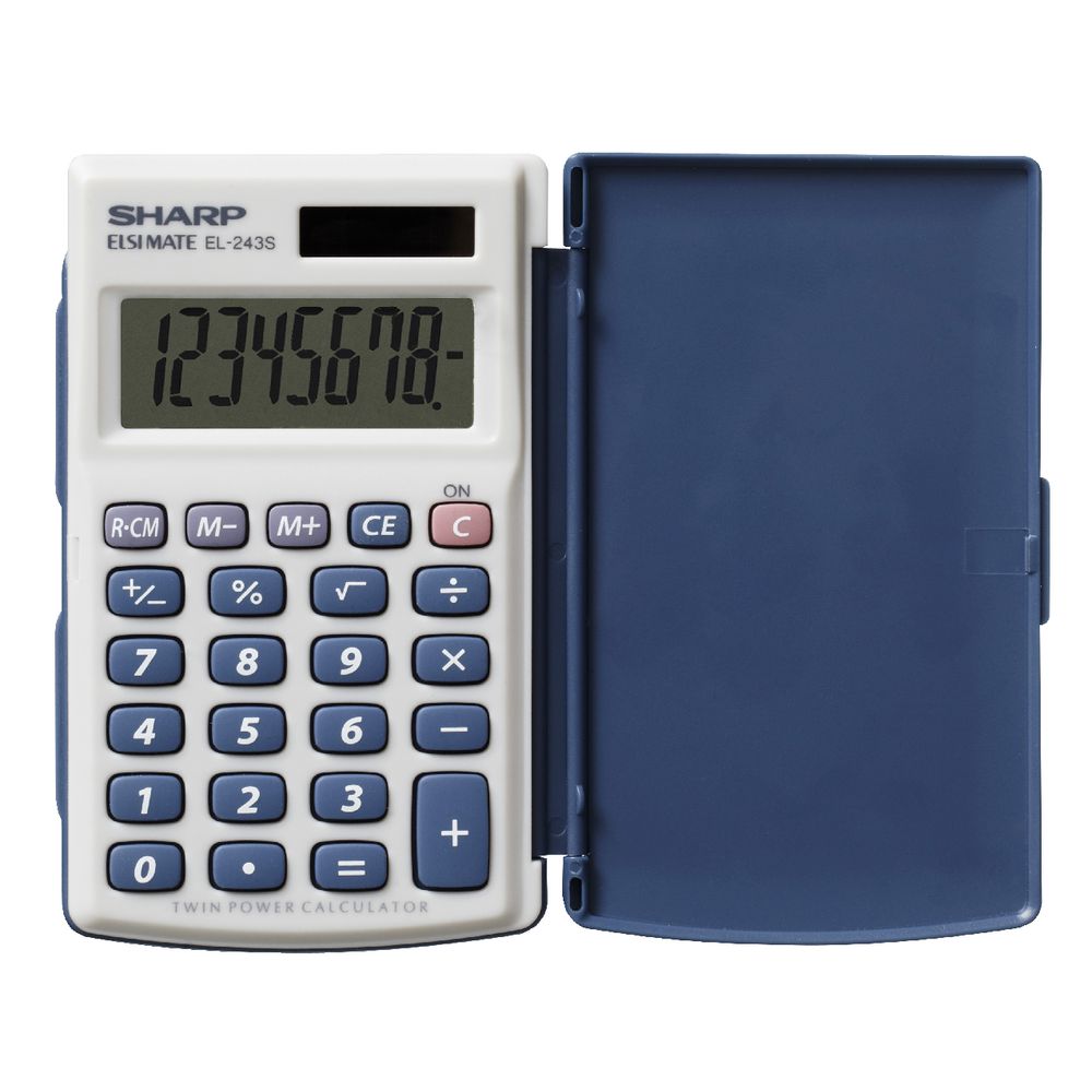 Sharp EL-243S Pocket Calculator – 8-Digit, Dual-Power with Hard Cover
