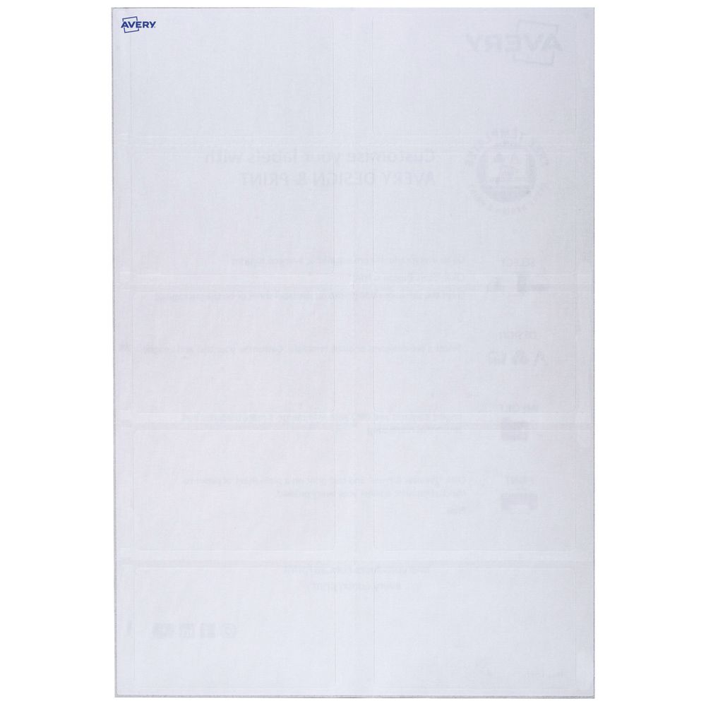 Avery Fabric Name Badge Labels – 88 × 52 mm, White (150 Labels / 15 Sheets)