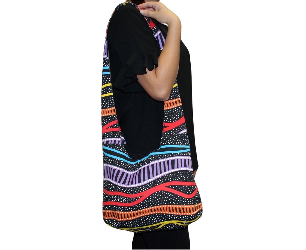 BAG CROSS BODY ABORIGINAL DESIGN - GUDUHU GALBA (RAINBOW RIVER) - JEDESS HUDSON