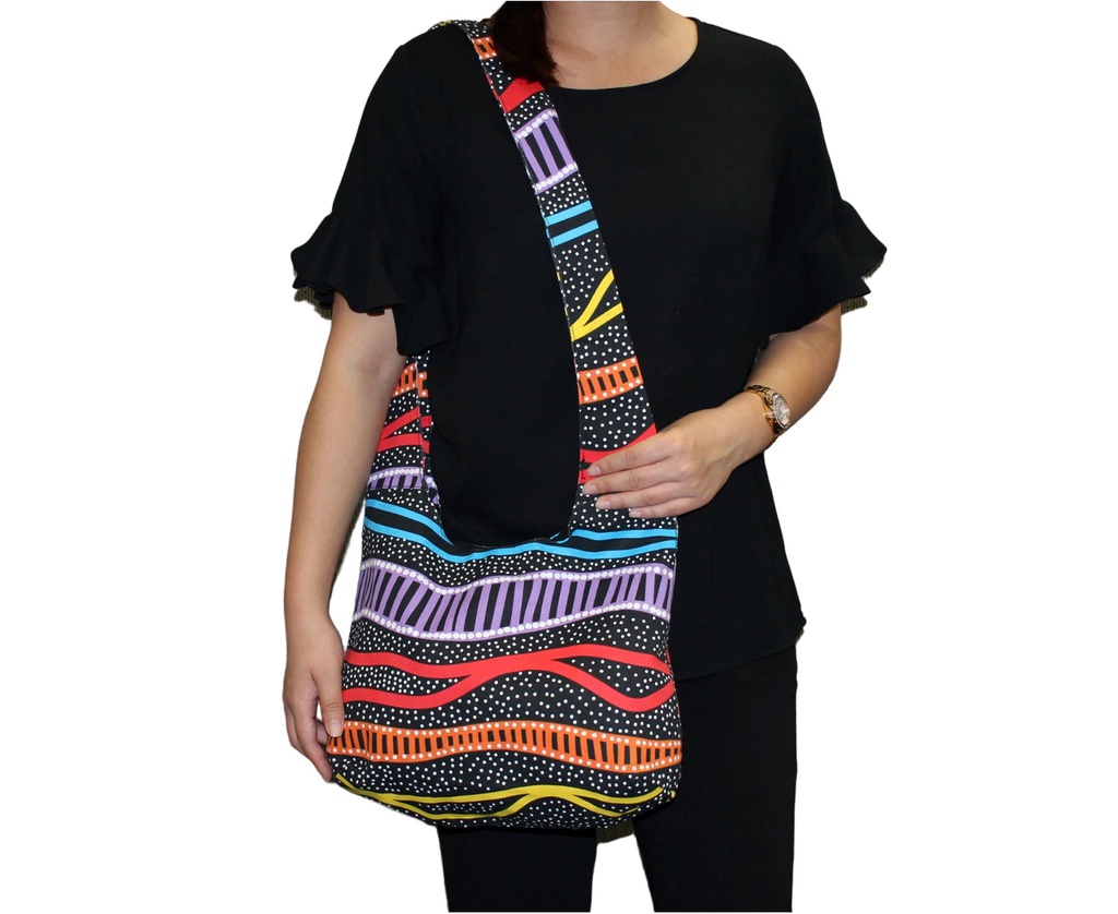 BAG CROSS BODY ABORIGINAL DESIGN - GUDUHU GALBA (RAINBOW RIVER) - JEDESS HUDSON