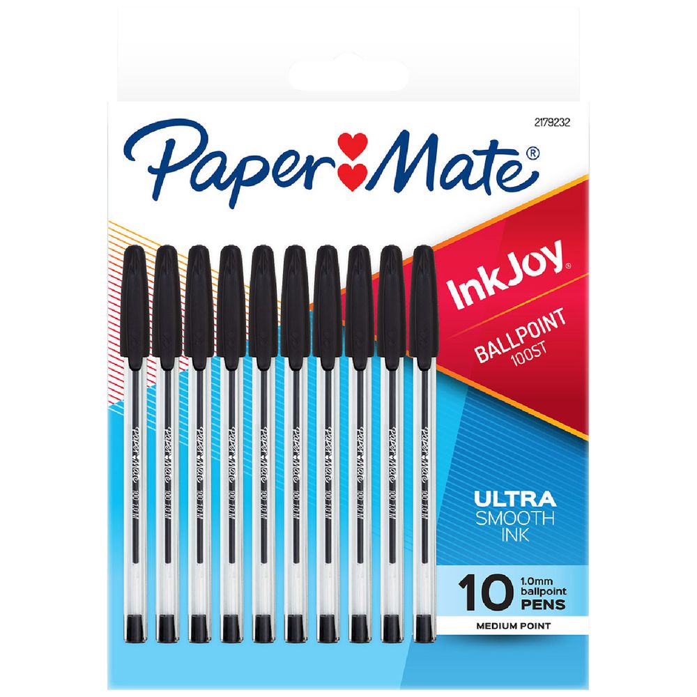 Paper Mate InkJoy 100 Ballpoint Pens – Black (10 Pack)
