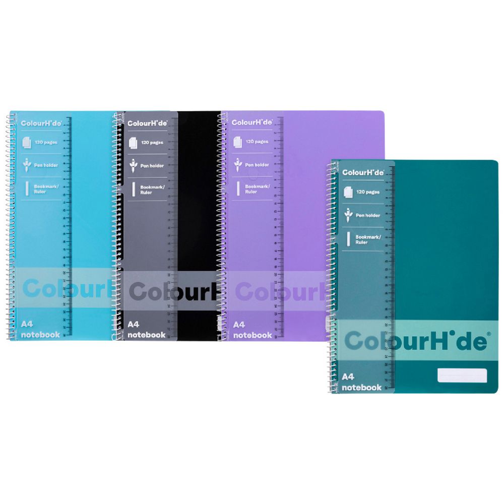 ColourHide A4 Recycled Notebook – 120 Pages, Assorted Covers (4-Pack)