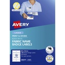 Avery Fabric Name Badge Labels – 88 × 52 mm, White (150 Labels / 15 Sheets)