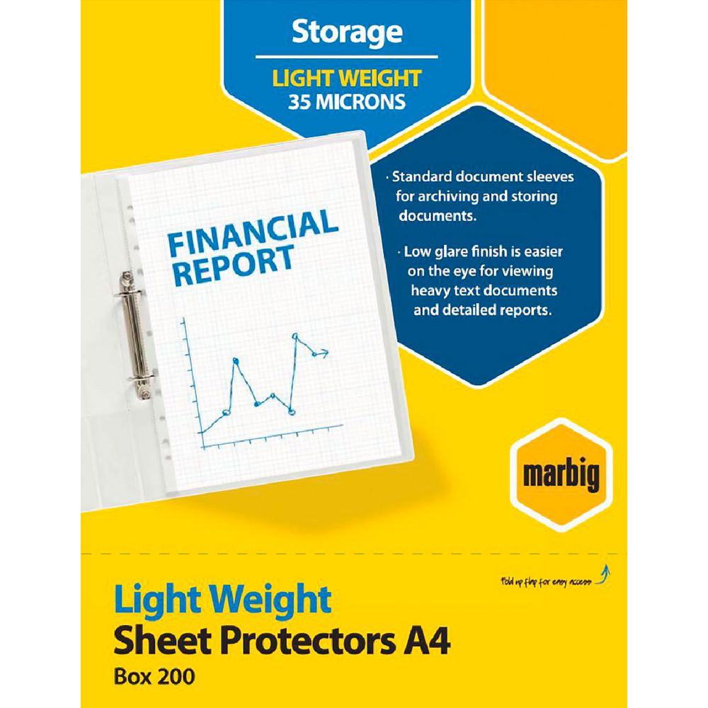 Marbig A4 Light Weight Sheet Protector 200 Pack (AC25158)