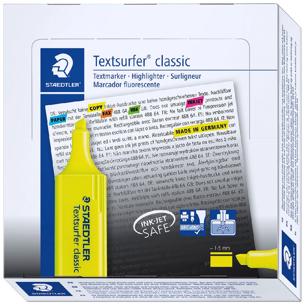 Staedtler Textsurfer Classic Highlighters – Yellow Box of 10