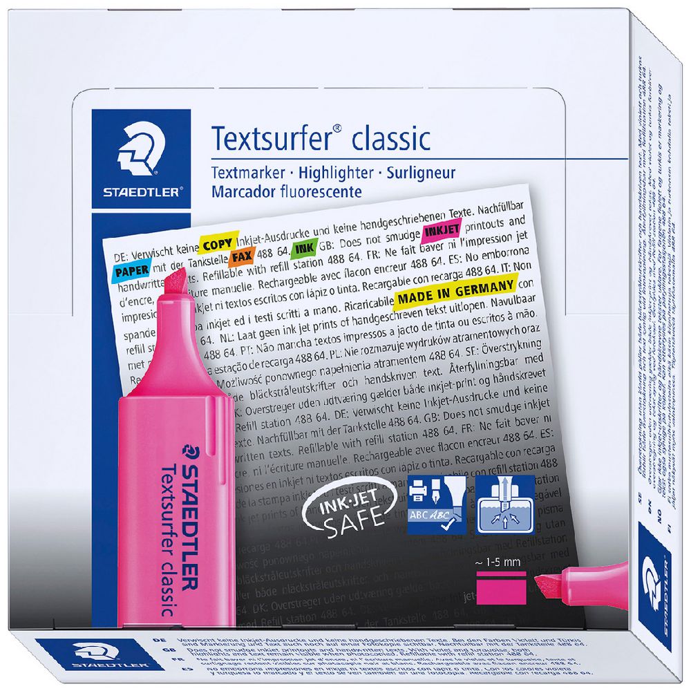 Staedtler Textsurfer Classic Highlighters – Pink (Box of 10)