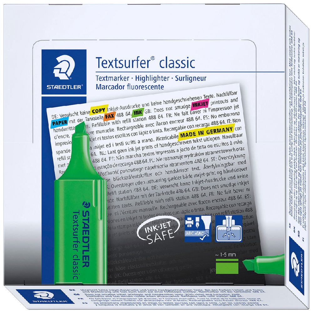 Staedtler Textsurfer Classic Highlighters – Green (Box of 10)