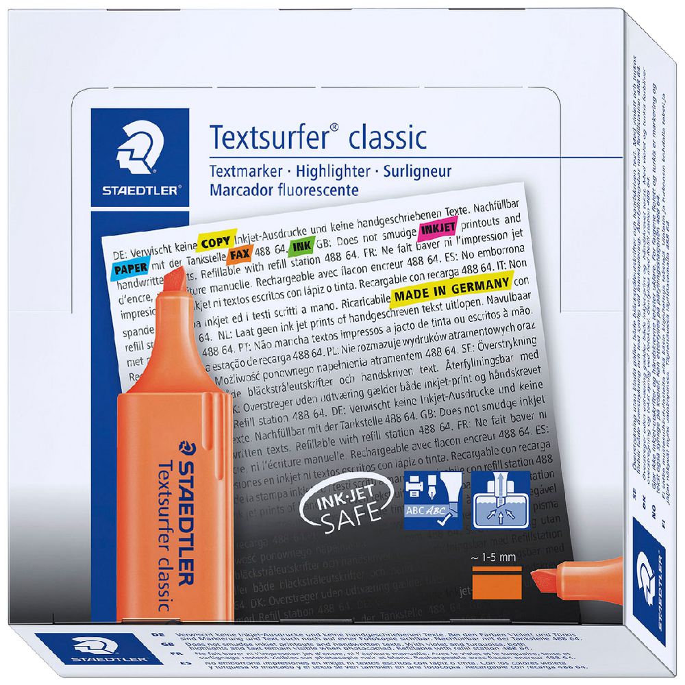 Staedtler Textsurfer Classic Highlighters – Orange (Box of 10)