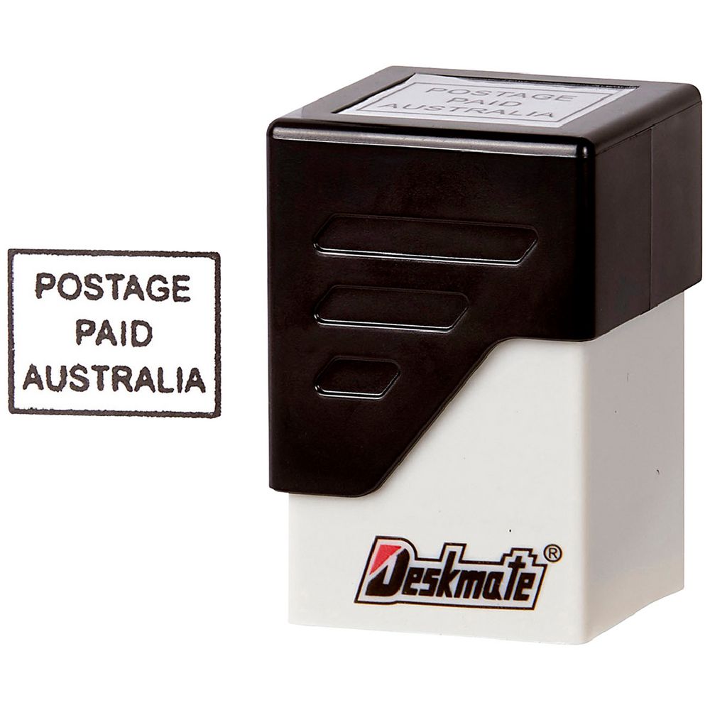 Deskmate Pre-Inked Stamp – "Postage Paid Australia" (Black)
