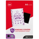 GBC A4 LeatherGrain™ Back Binding Cover – Black, 100-Pack